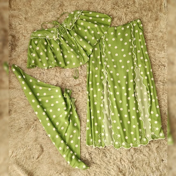 Free People Bali Audrey Set In Shamrock‎ Green Women's Size Large